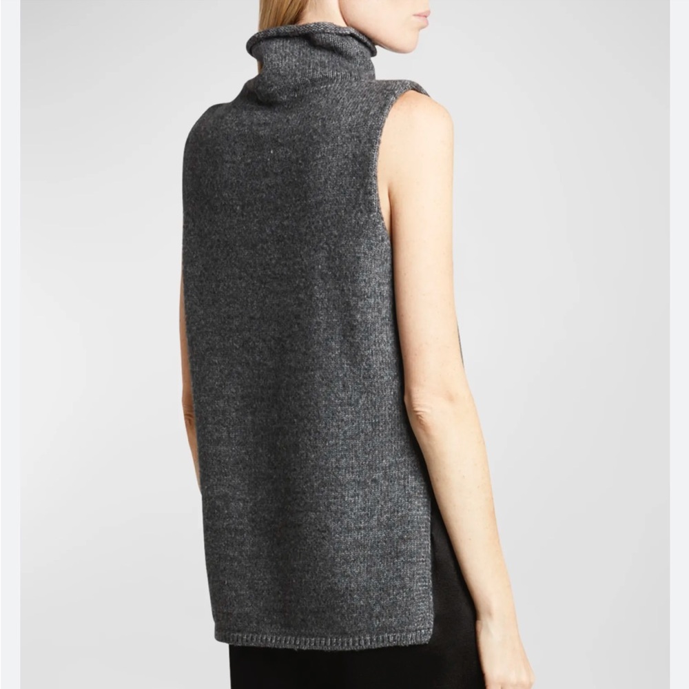MIA MAI Wool Silk Blend Sleeveless Turtleneck Sweater - Picture 2 of 8